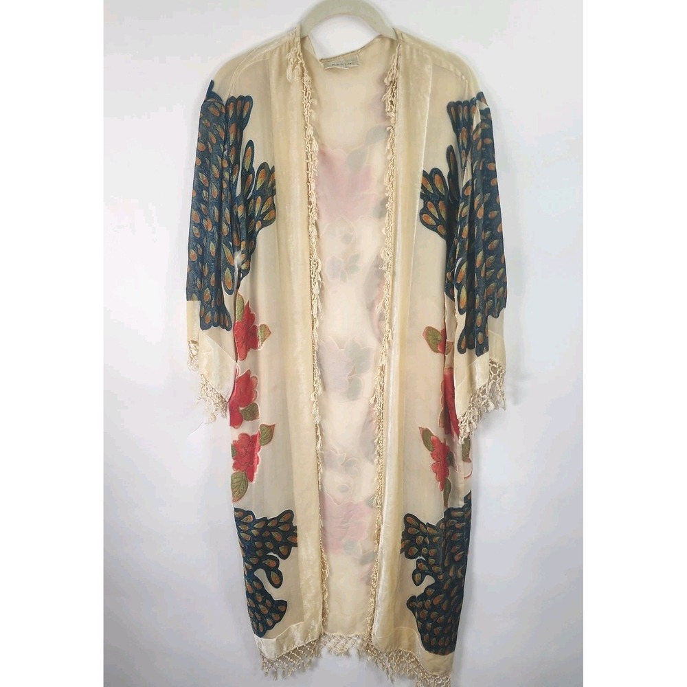 Dalin Kimono Stevie Nicks Boho Velvet Silk Blend Gypsy-Chic Festival Fringe O/S